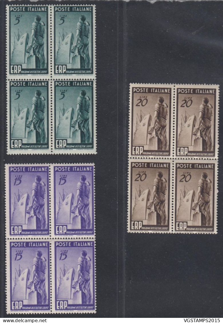 Italie 1949 - Timbres Neufs. Yvert Nr.: 539/541. Michel Nr.: 774/776. Très Belle Qualité. Bloc De 4.. (EB) AR-02438 - 1946-60: Neufs