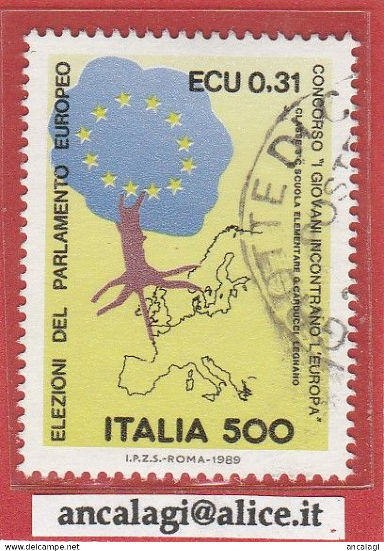 USATI ITALIA 1989 - Ref.0591 "ELEZIONI PARLAMENTO EUROPEO" 1 Val. - 1981-90: Usados