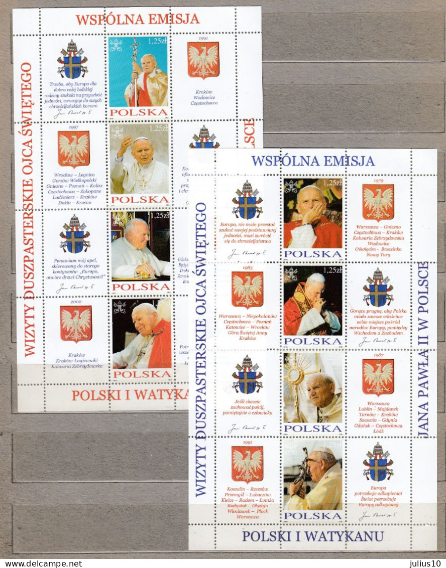 Joint Issue 2004 Poland With Vatican Pope John Paul II Sheets X 4 2 Scans MNH(**) #30096 - Emissioni Congiunte