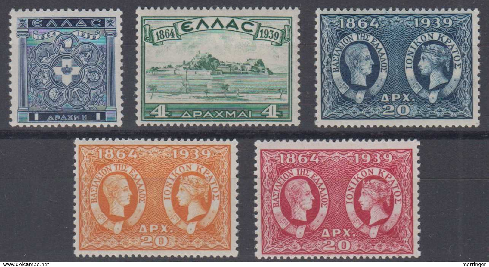 Greece Mi# 416-20 MNH ** Ionian Islands 1939 - Unused Stamps