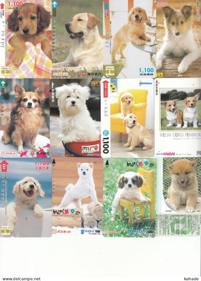 52 X Japan Ticket Cards  Nice Thematik - Hunde Dog Wau Wau + 21 Doppelte Total 73 Cards - Japon