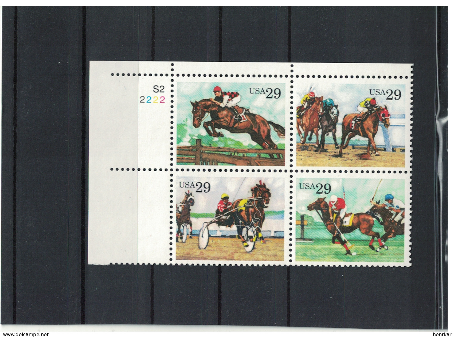 United States 1993 Pferdesport  Bl. Of 4 MNH - Unused Stamps