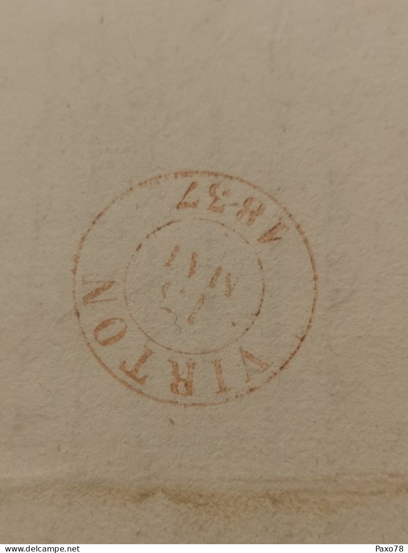 Lettre, Oblitéré Virton 1837 - 1830-1849 (Belgica Independiente)