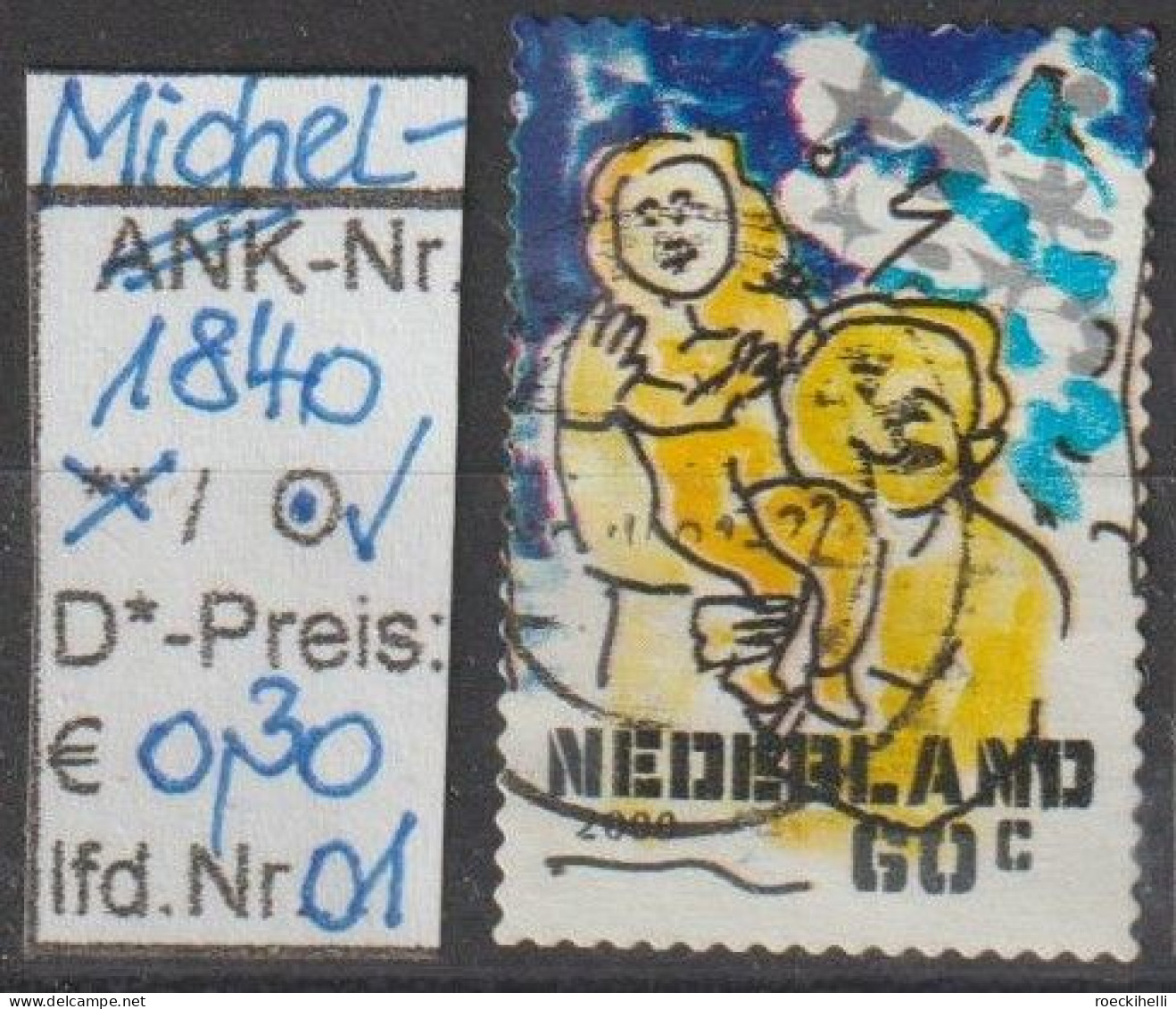 2000 - NIEDERLANDE - FM/DM "Dez.marken-Mann Trägt Mädchen" 60 C Mehrf. - S. Scan  (1840o 01-02 Nl) - Gebraucht