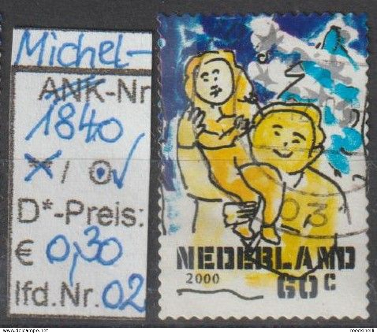 2000 - NIEDERLANDE - FM/DM "Dez.marken-Mann Trägt Mädchen" 60 C Mehrf. - S. Scan  (1840o 01-02 Nl) - Used Stamps