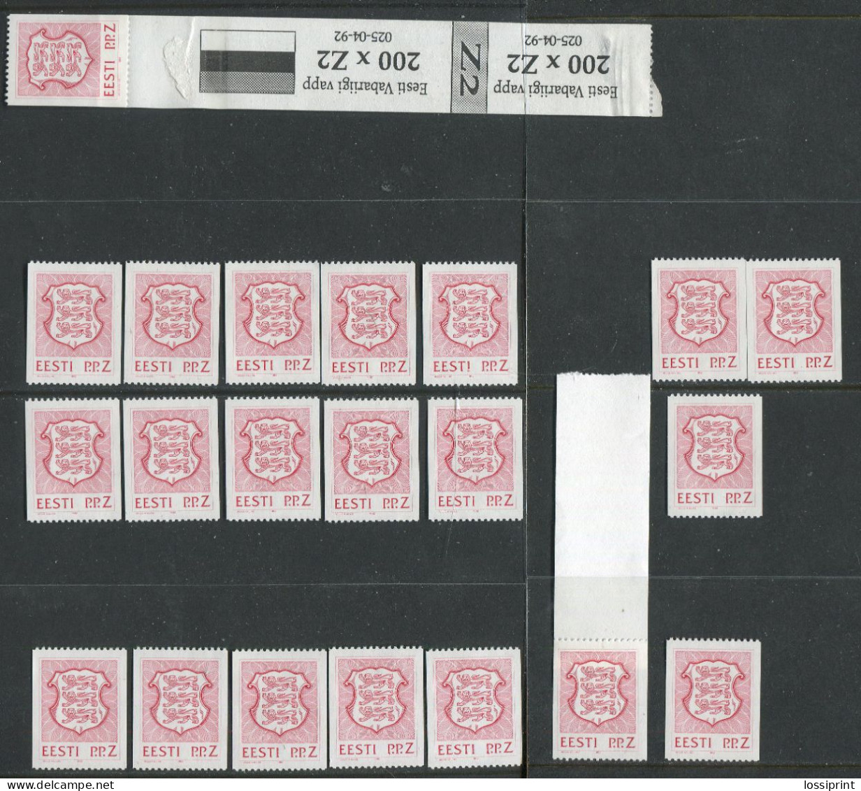 Estonia:Unused Stamps P.P.Z. 2nd Issue Coat Of Arm First And Last Stamp With All Numbered Stamps 1992, MNH - Estonia