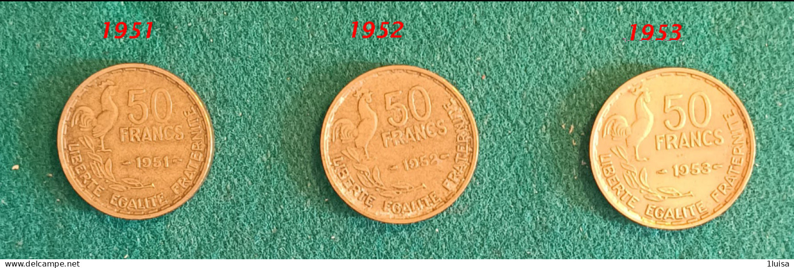 FRANCIA 50 Francs 3 Monete Anni Diversi - 50 Francs