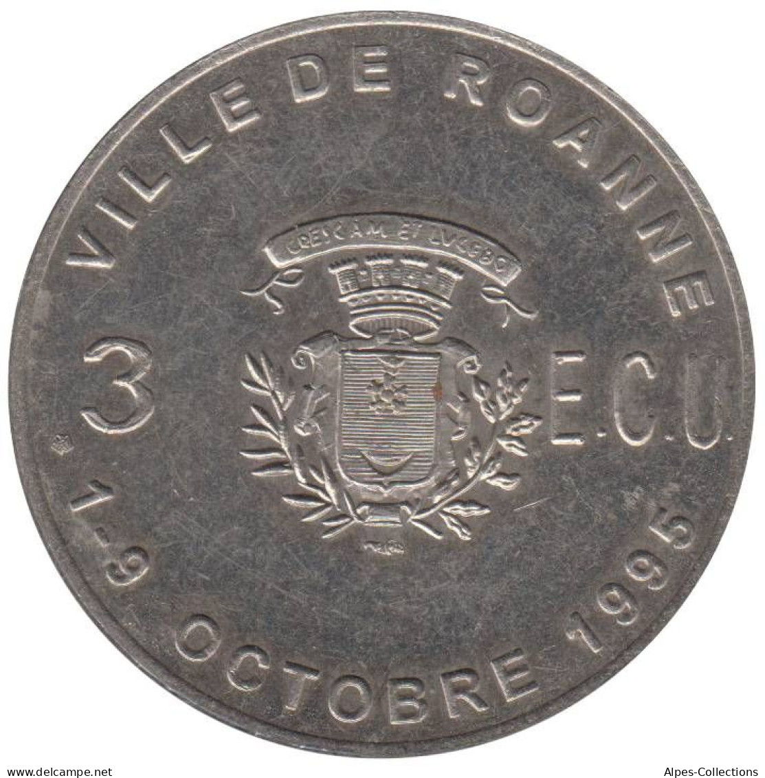 ROANNE - EC0030.1 - 3 ECU DES VILLES - Réf: T87 - 1995 - Euro Van De Steden