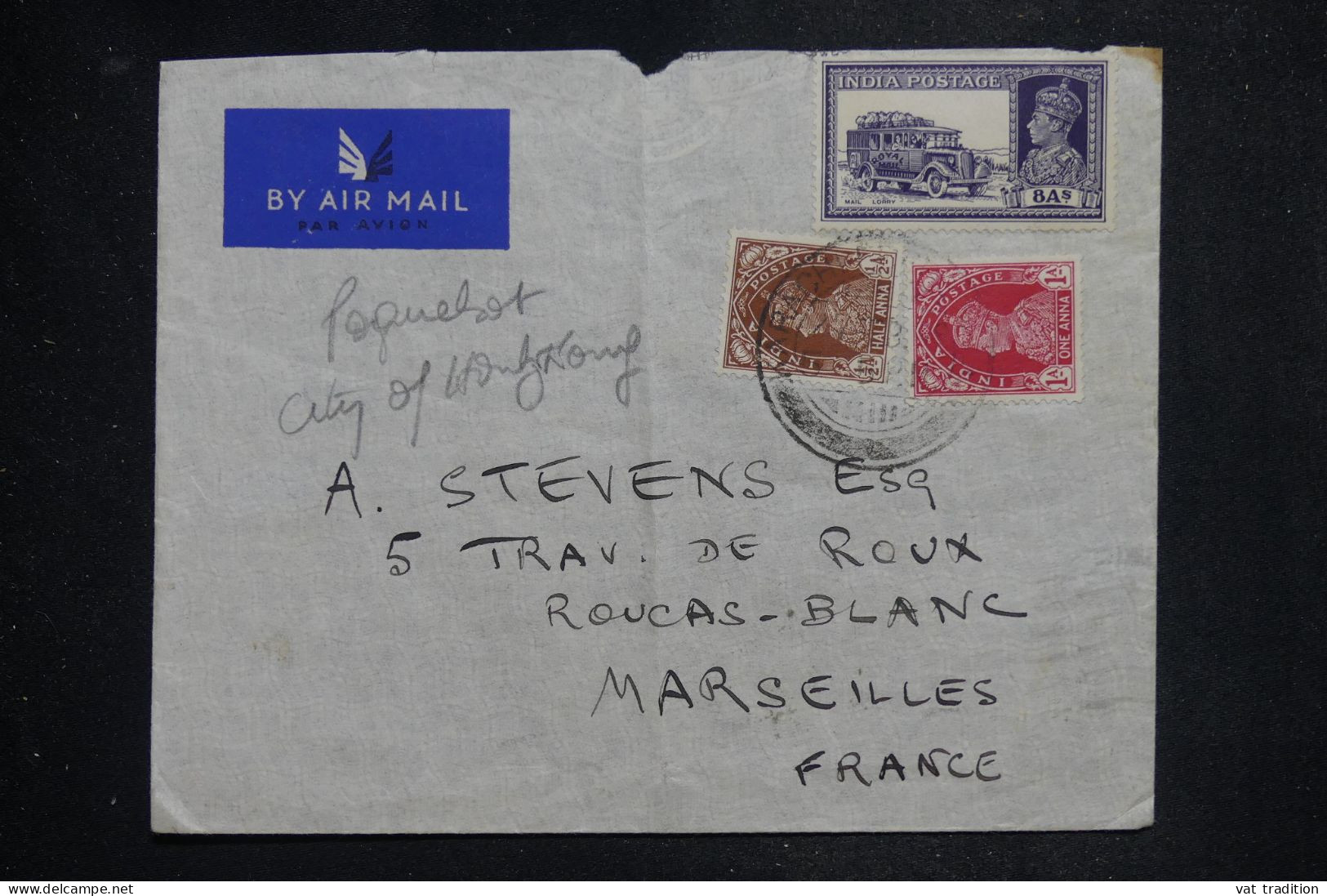 INDE ANGLAISE -  Enveloppe Pour La France En 1939 - L 151761 - 1936-47 King George VI