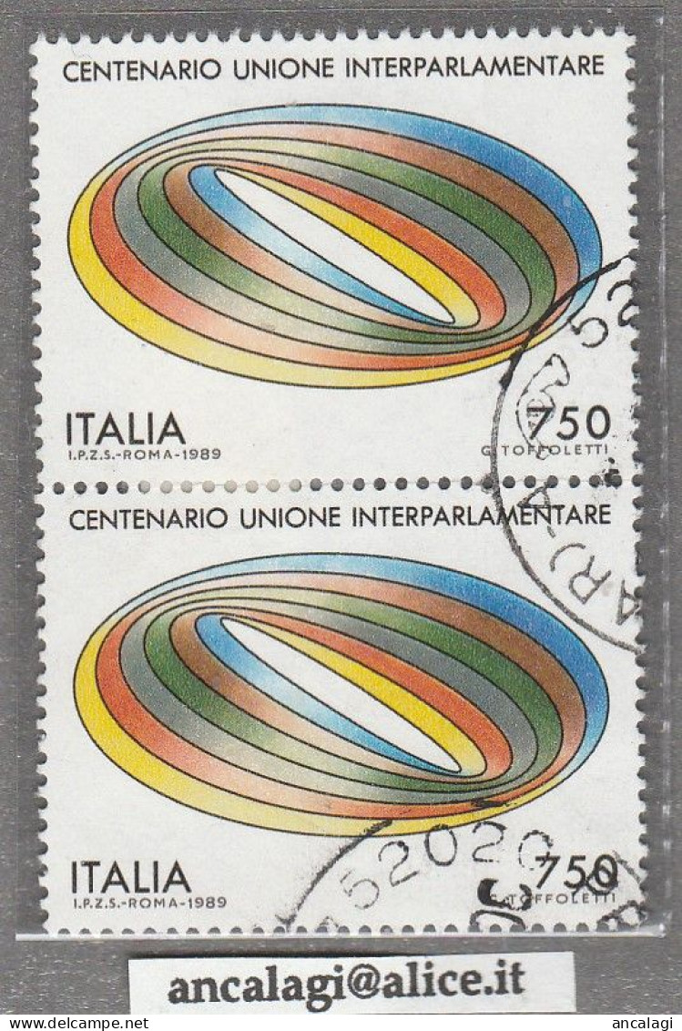 USATI ITALIA 1989 - Ref.0594 "UNIONE INTERPARLAMENTARE" Serie Di 2 Val. - 1981-90: Usati