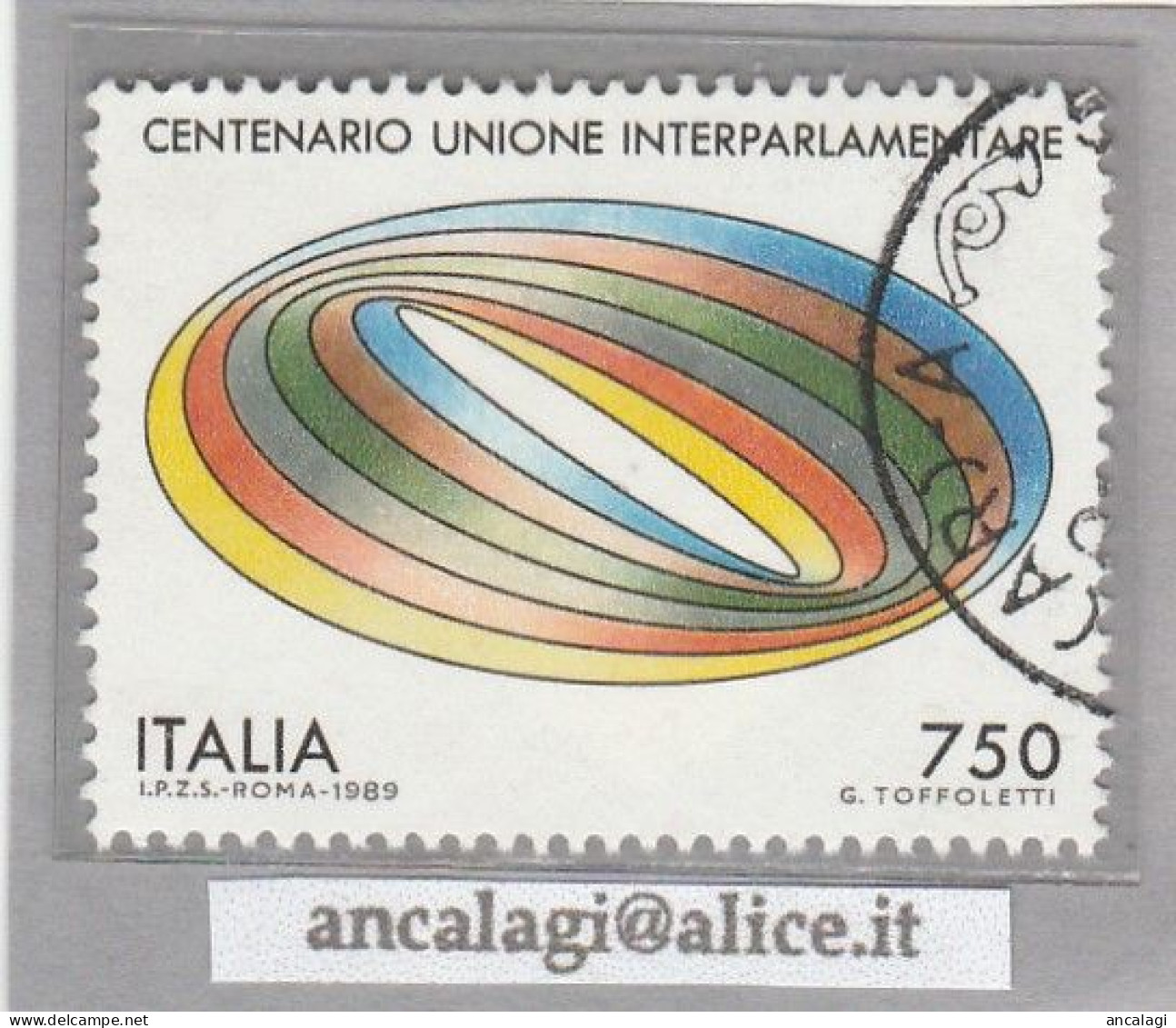 USATI ITALIA 1989 - Ref.0594A "UNIONE INTERPARLAMENTARE" 1 Val. - 1981-90: Usati