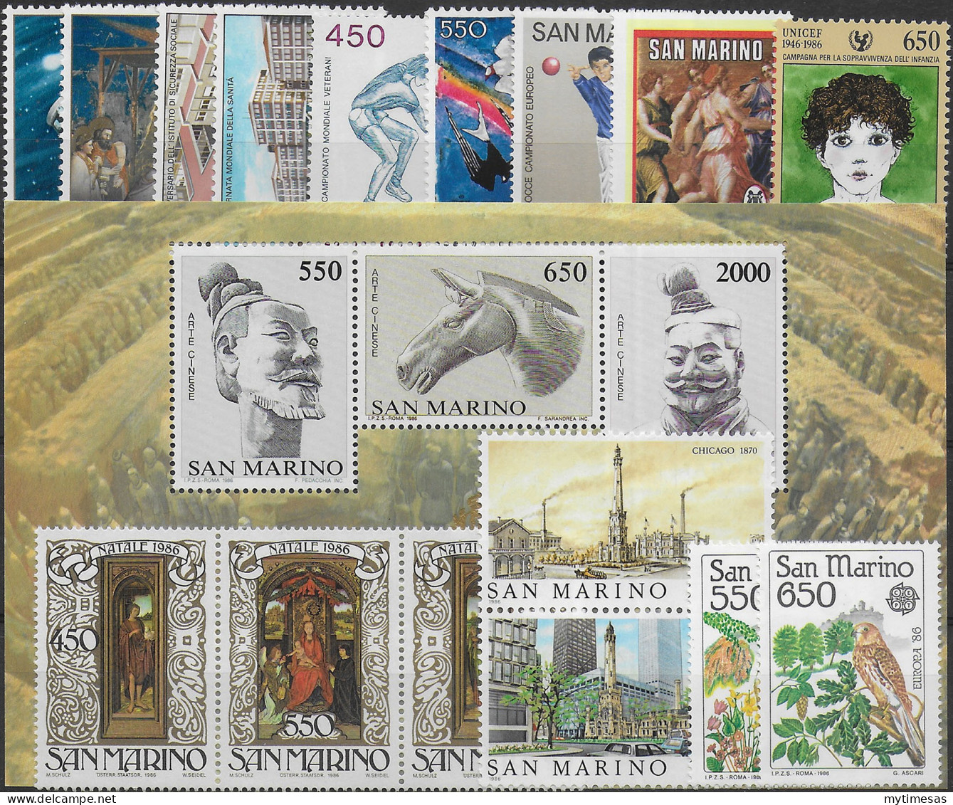 1986 San Marino Complete Year 16v. + 1MS MNH - Other & Unclassified