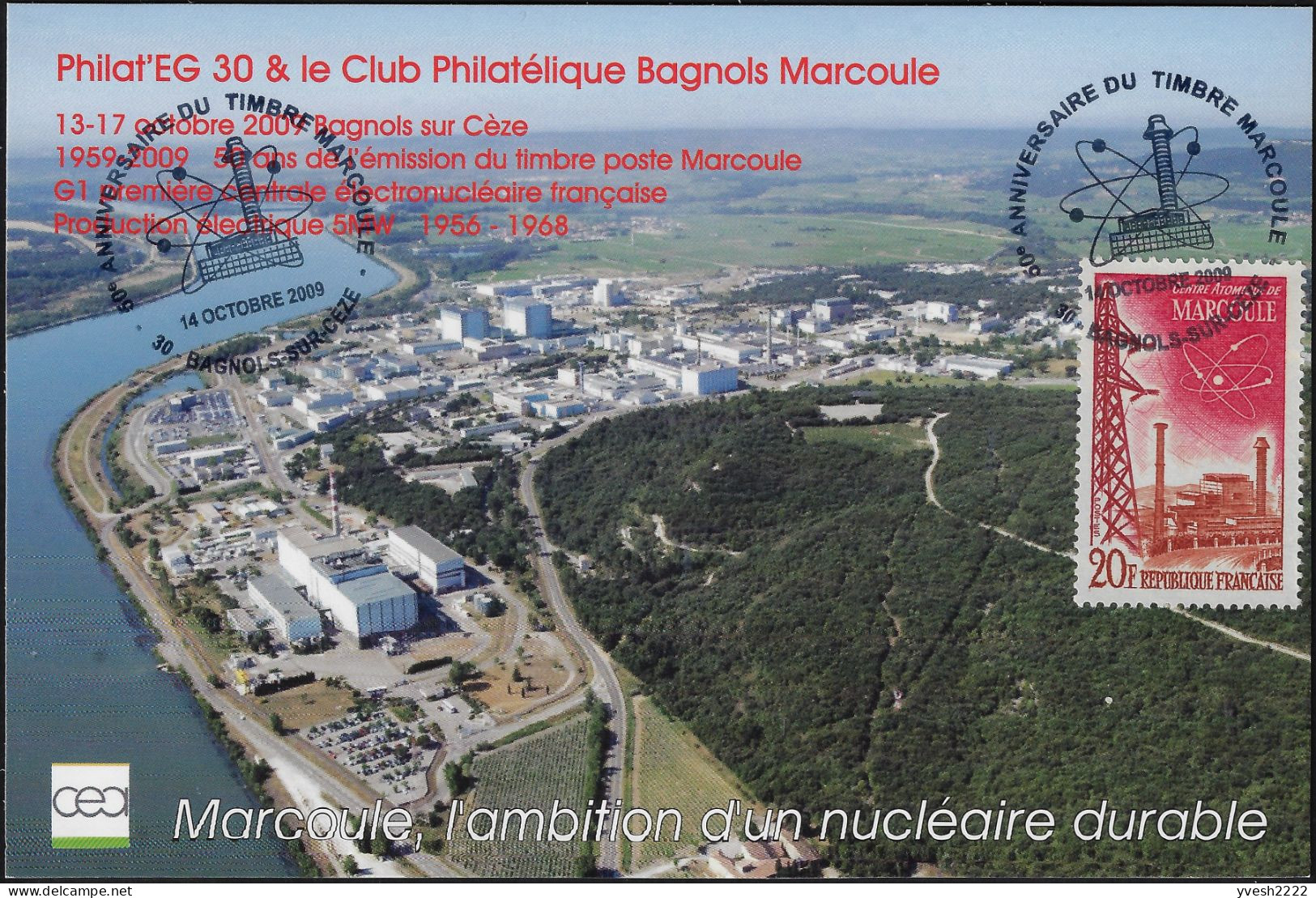 France 1959 Y&T 1204, Feuillet De Luxe, FDC Et 2 Cartes Maxima. Centre Atomique De Marcoule, Gard - Atomenergie