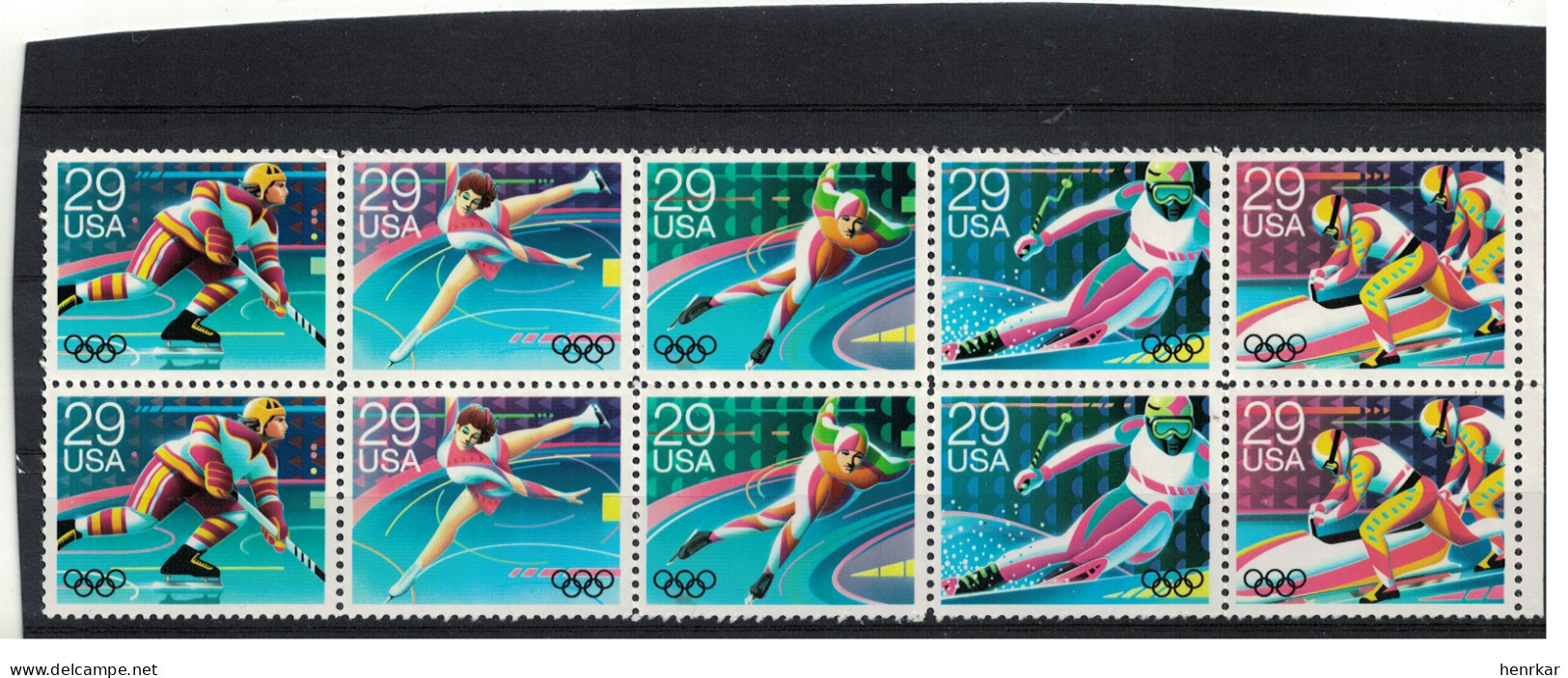 United States 1992 Aberville Winter Olympics Two Horizontal Stripe MNH - Unused Stamps