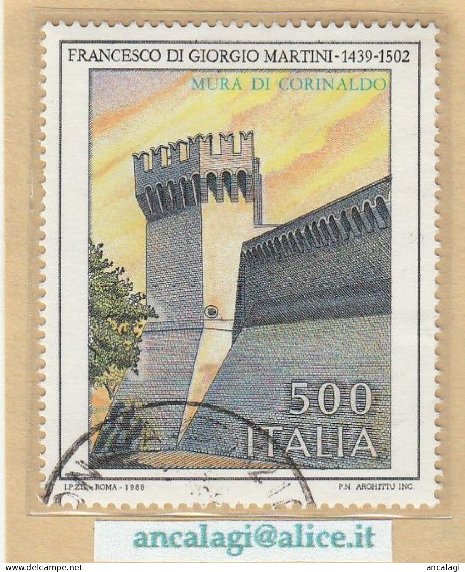 USATI ITALIA 1989 - Ref.0596 "ARTE ITALIANA" 1 Val. - 1981-90: Used