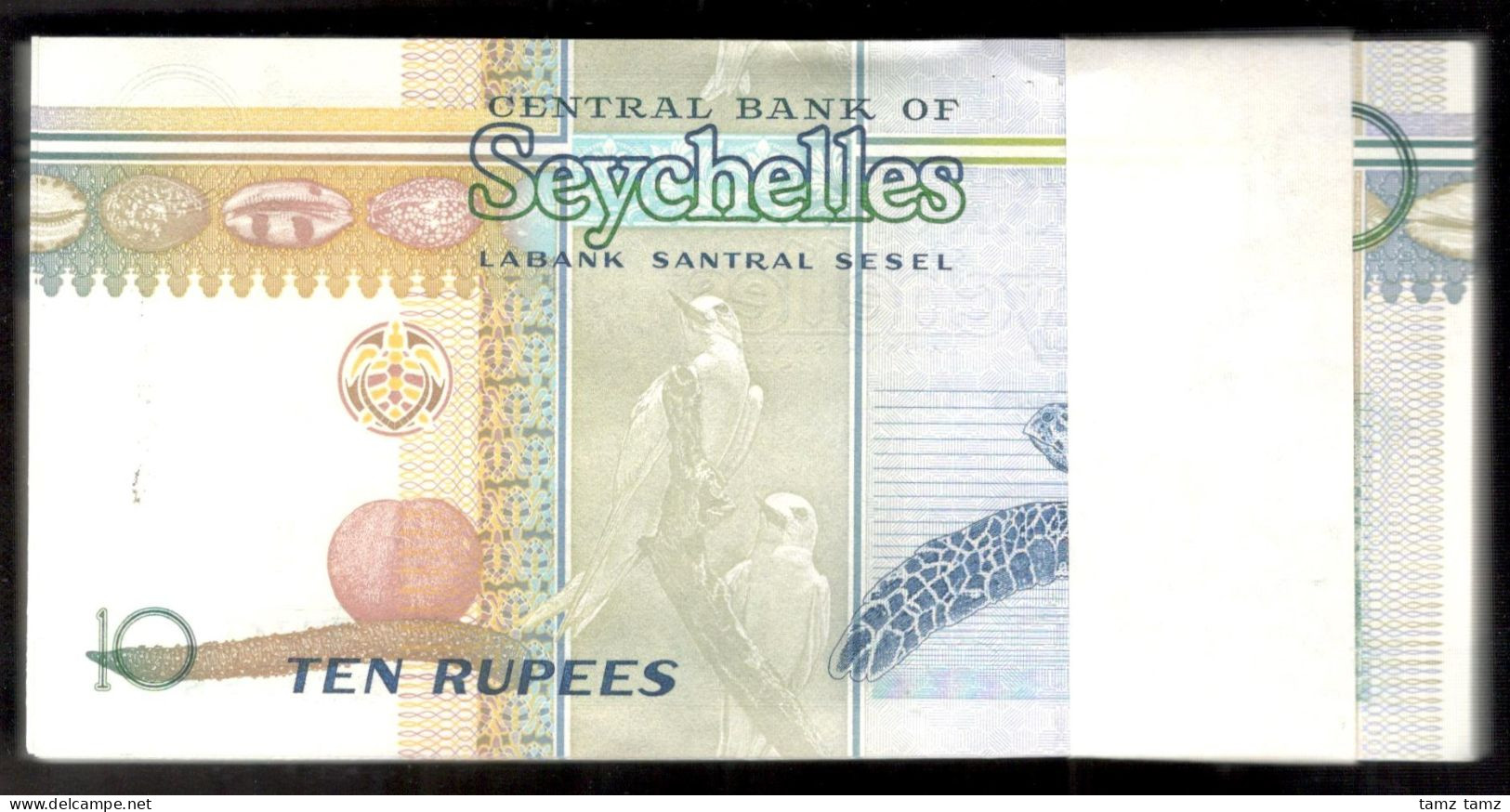 Lot 100 Pcs 1 Bundle Consecutive Seychelles 10 Rupees P-36b 1998-2008 UNC - Seychelles