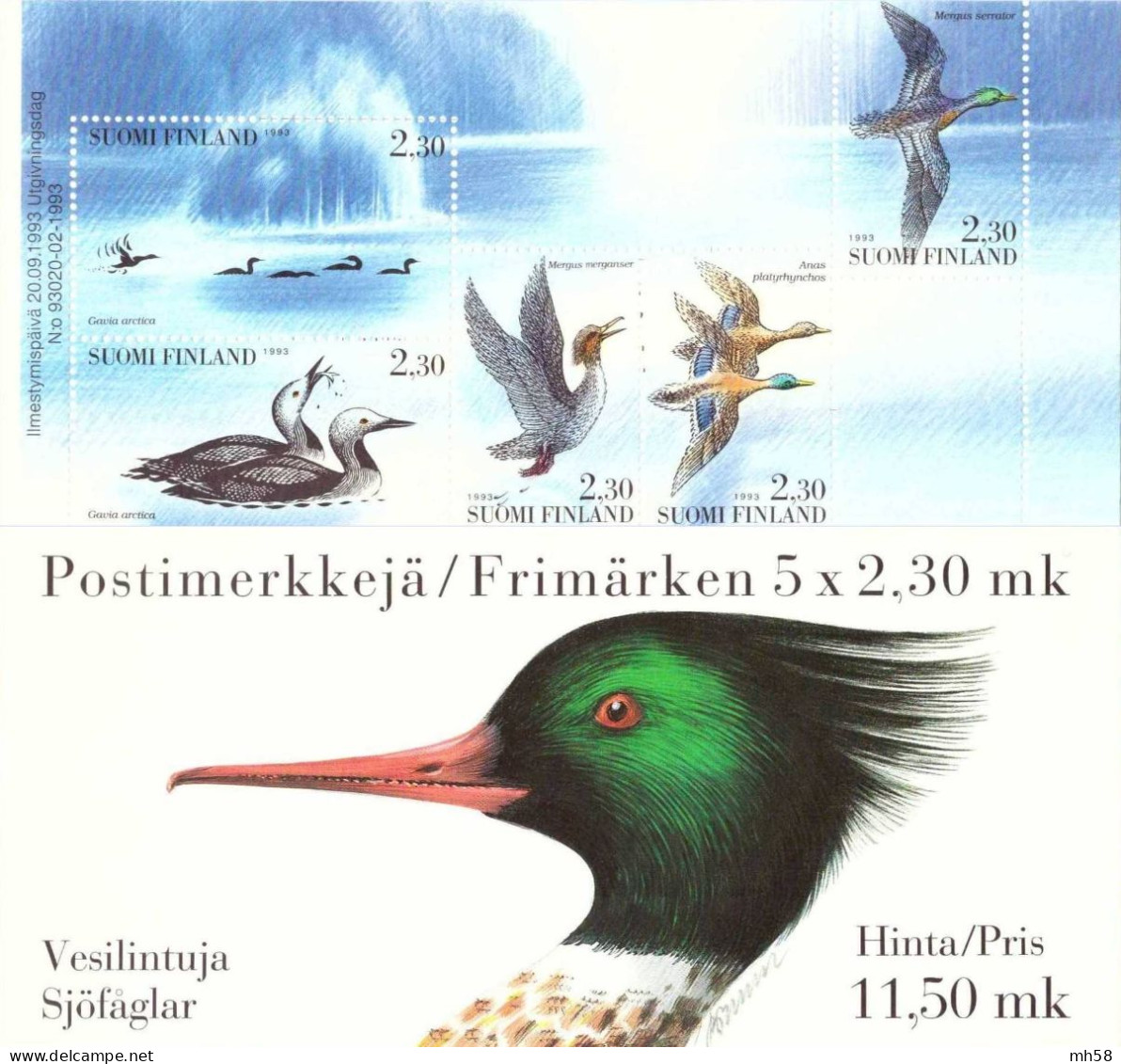 FINLANDE FINLAND 1993 - Carnet Oiseaux Aquatiques / Markenheftchen Wasservögel / Booklet Water Birds - Libretti