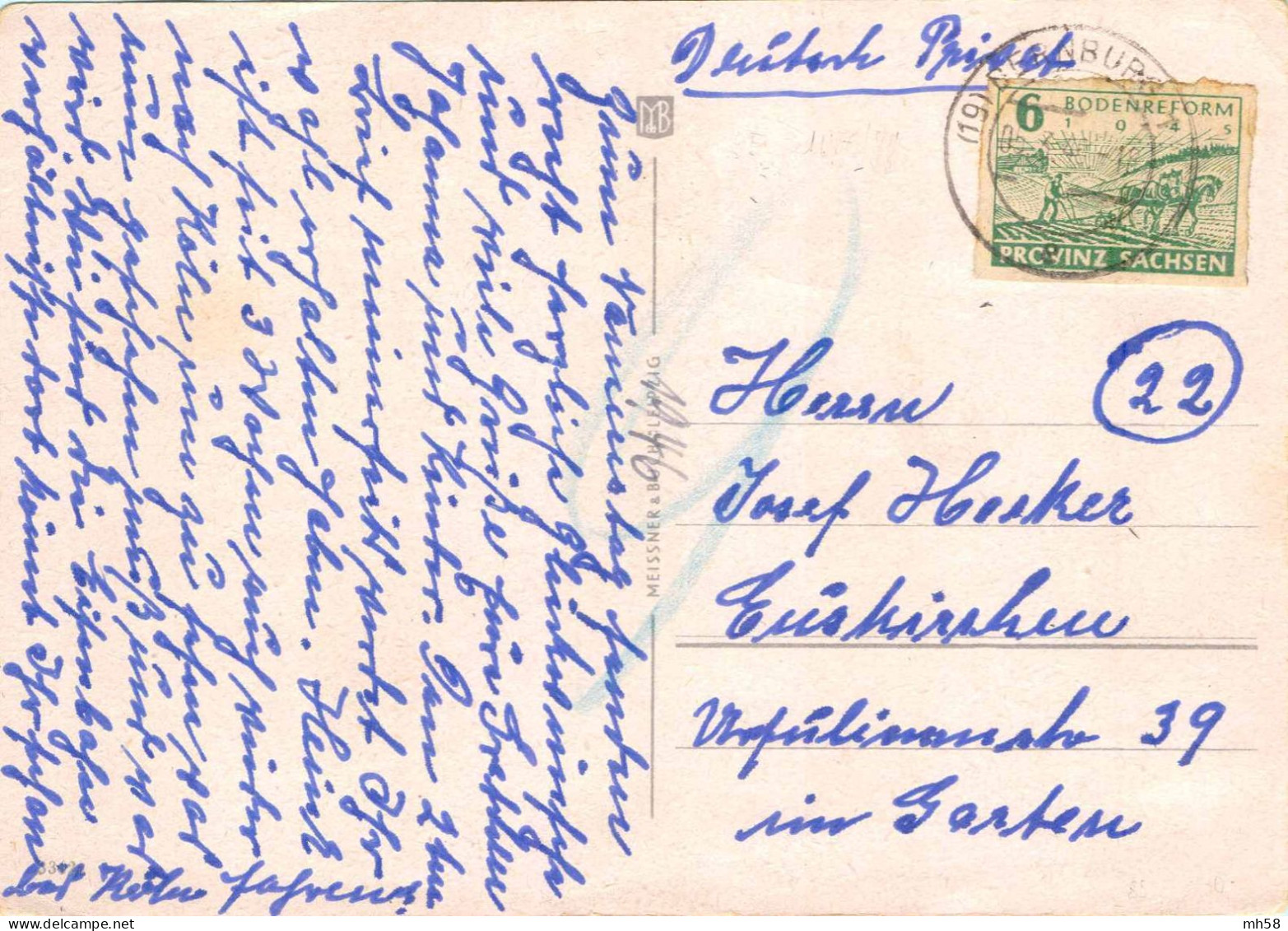 ALLEMAGNE ZONE SOVIETIQUE SAXE PROVINZ SACHSEN SBZ 1946 - Carte / Karte Bernburg Nach Euskirchen - Storia Postale