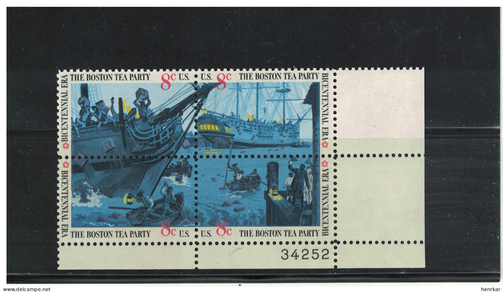 United States 1973 Boston Tea Party BL. OF 4 MNH - Unused Stamps