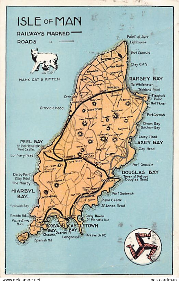Isle Of Man - Map Of The Island - Publ. E. T. W. Dennis & Sons Ltd.  - Ile De Man