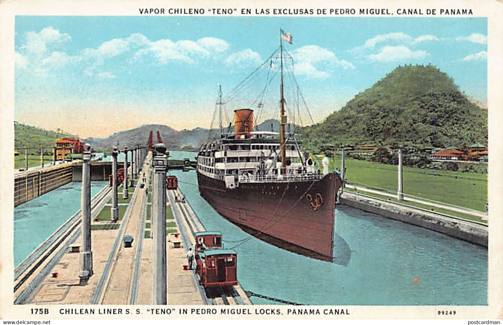 PANAMA CANAL - Chilean Liner S.S. Teno In Pedro Miguel Locks - Publ. I. L. Maduro Jr.  - Panama