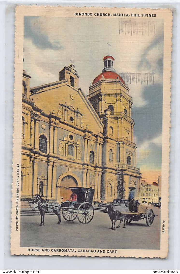 Philippines - MANILA - Binondo Church, Horse And Carromata - Publ. Philippines Education Co.  - Filipinas
