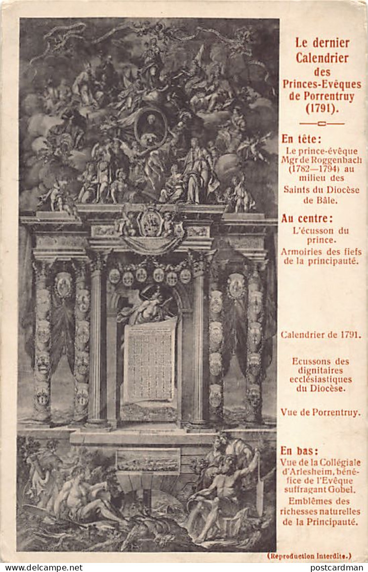 PORRENTRUY (JU) Le Dernier Calendrier Des Princes-Evêques - Ed. J. Husser & Fils  - Porrentruy