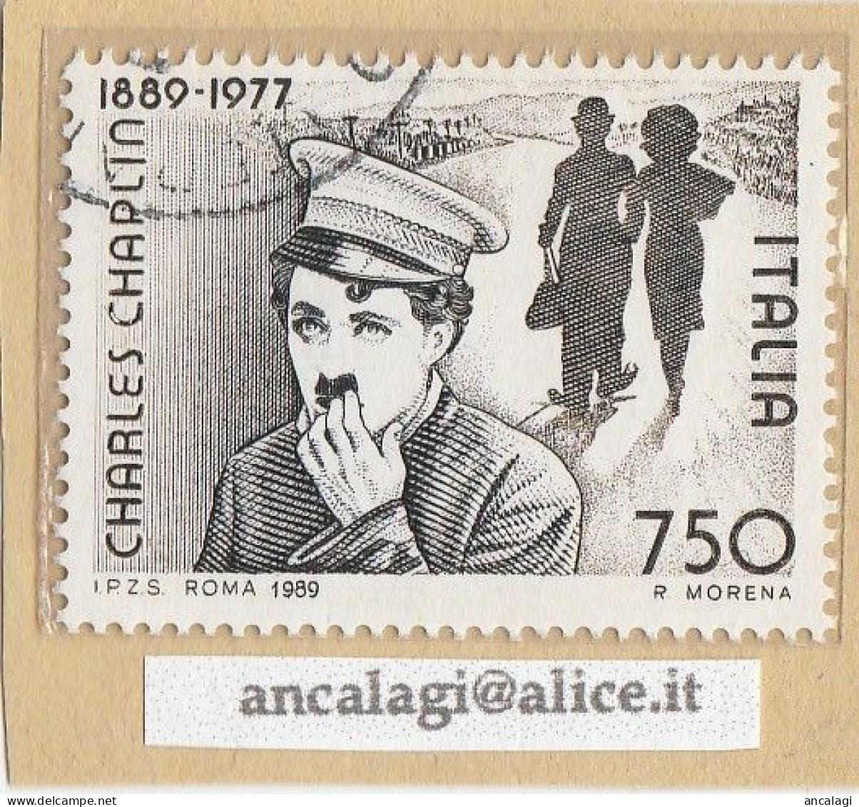 USATI ITALIA 1989 - Ref.0597 "CHARLES CHAPLIN" 1 Val. - 1981-90: Oblitérés