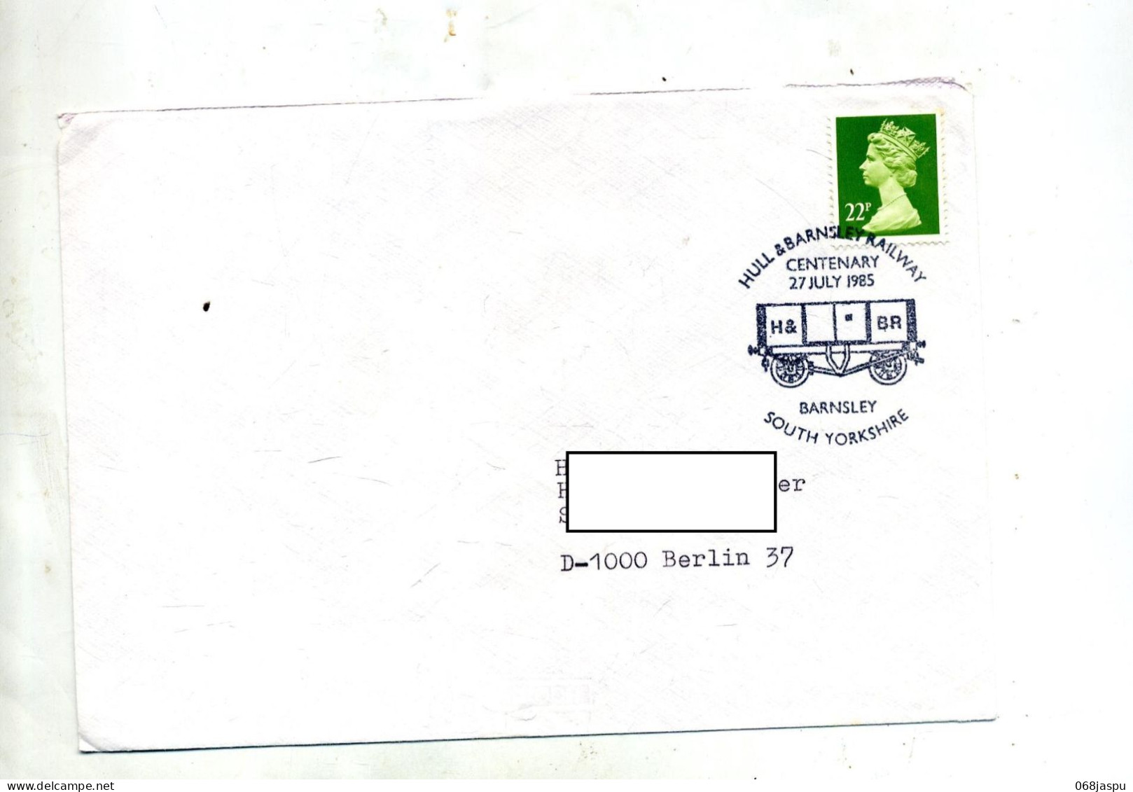 Lettre Cachet Barnley   Train - Storia Postale