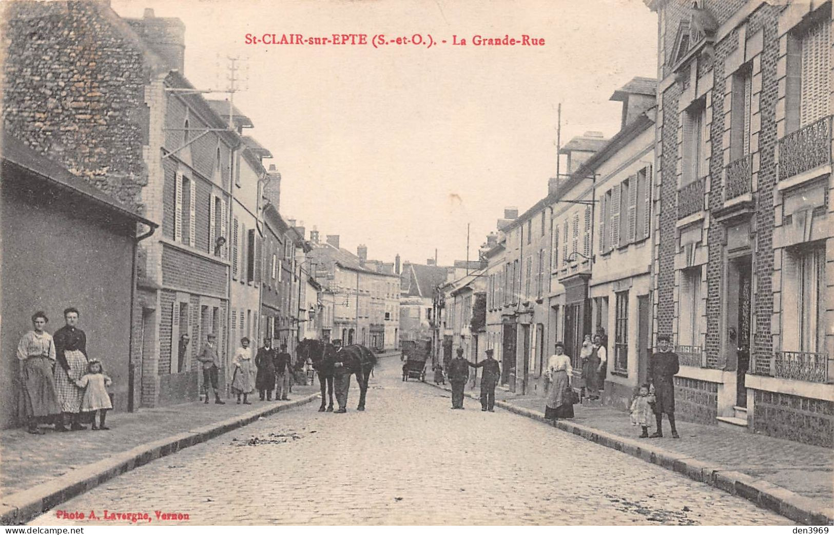 SAINT-CLAIR-sur-EPTE (Val-d'Oise) - La Grande Rue - Cheval - Ecrit (2 Scans) - Saint-Clair-sur-Epte