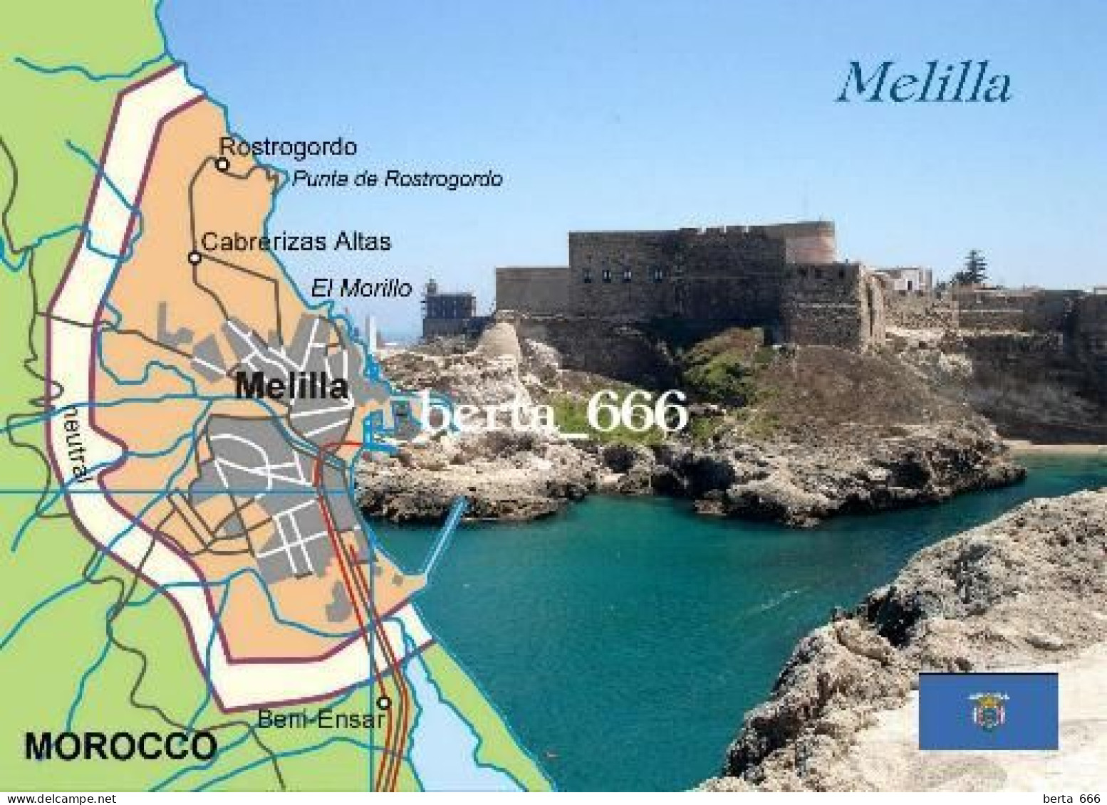 Melilla City Map Spain North Africa New Postcard * Carte Geographique * Landkarte - Melilla