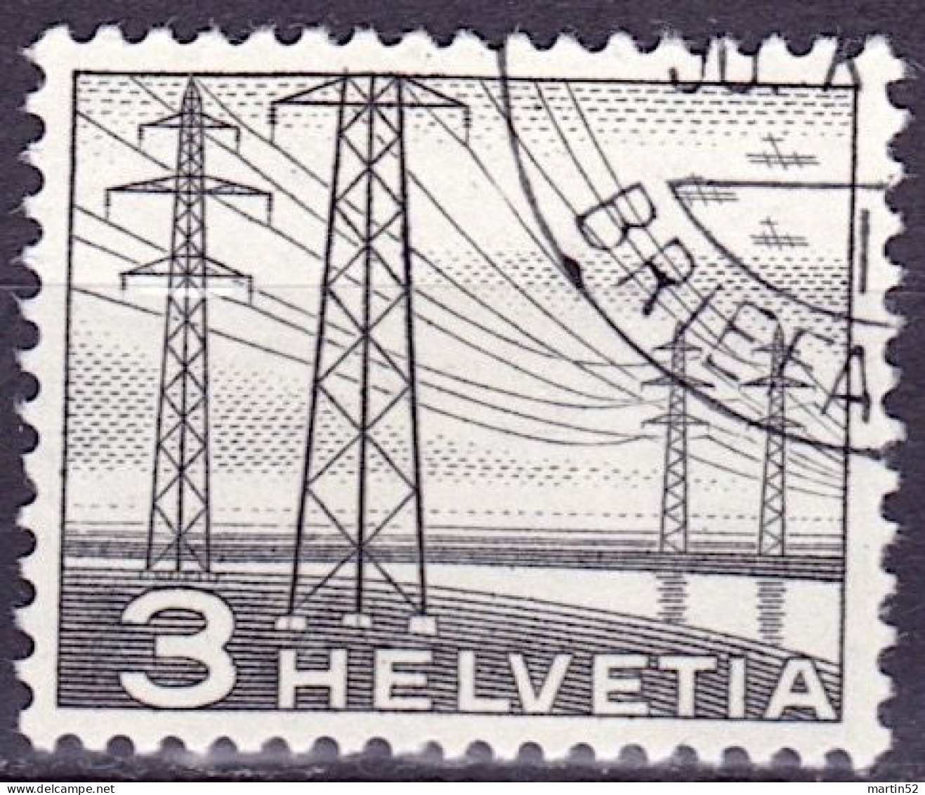 Schweiz Suisse 1949: Strommasten 3 Rp. Zu 297 Mi 529 Yv 481 Mit Eck-Stempel Vom 30.X. BRIEFANNAHME (Zumstein CHF 4.00) - Usati