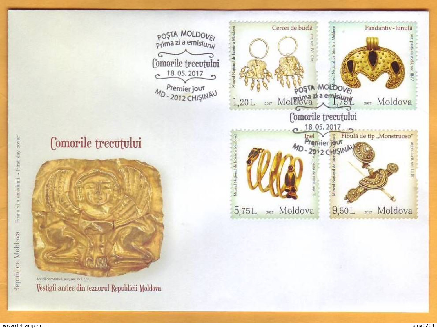 2017 Moldova Moldavie Moldau. FDC "Ancient Vestiges Of The Treasure Of The Republic Of Moldova." - Musea