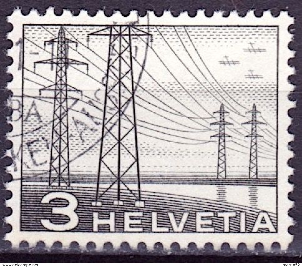 Schweiz Suisse 1949: Strommasten 3 Rp. Zu 297 Mi 529 Yv 481 Mit Stempel LUZERN .51 LUNABA (Zumstein CHF 4.00) - Usati