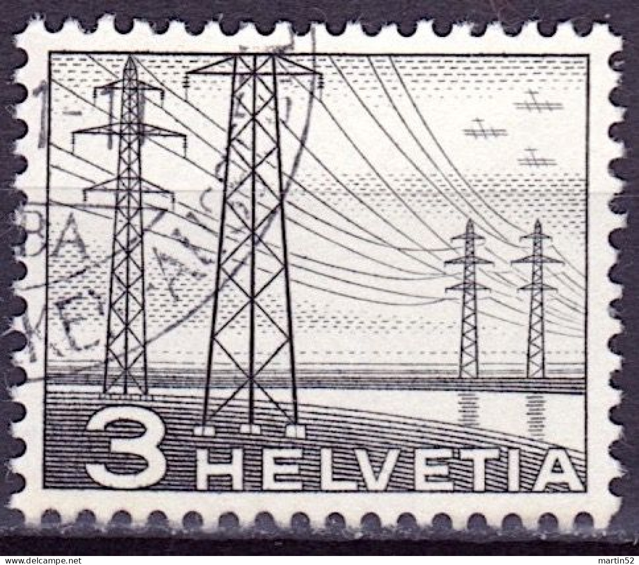 Schweiz Suisse 1949: Strommasten 3 Rp. Zu 297 Mi 529 Yv 481 Mit Stempel LUZERN .51 LUNABA (Zumstein CHF 4.00) - Oblitérés