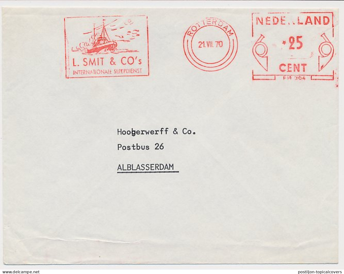 Meter Cover Netherlands 1970 Tugboat - International Towage Service - Smit And Co. - Barche