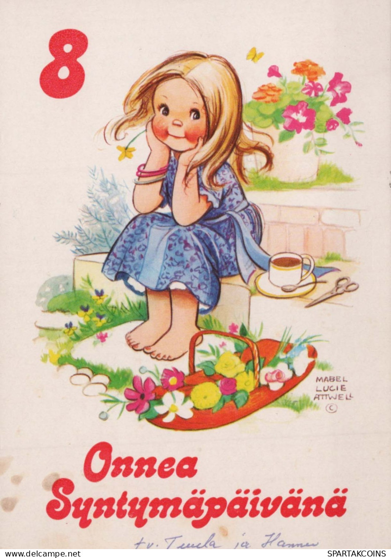 HAPPY BIRTHDAY 8 Year Old GIRL CHILDREN Vintage Postal CPSM #PBT906.GB - Birthday