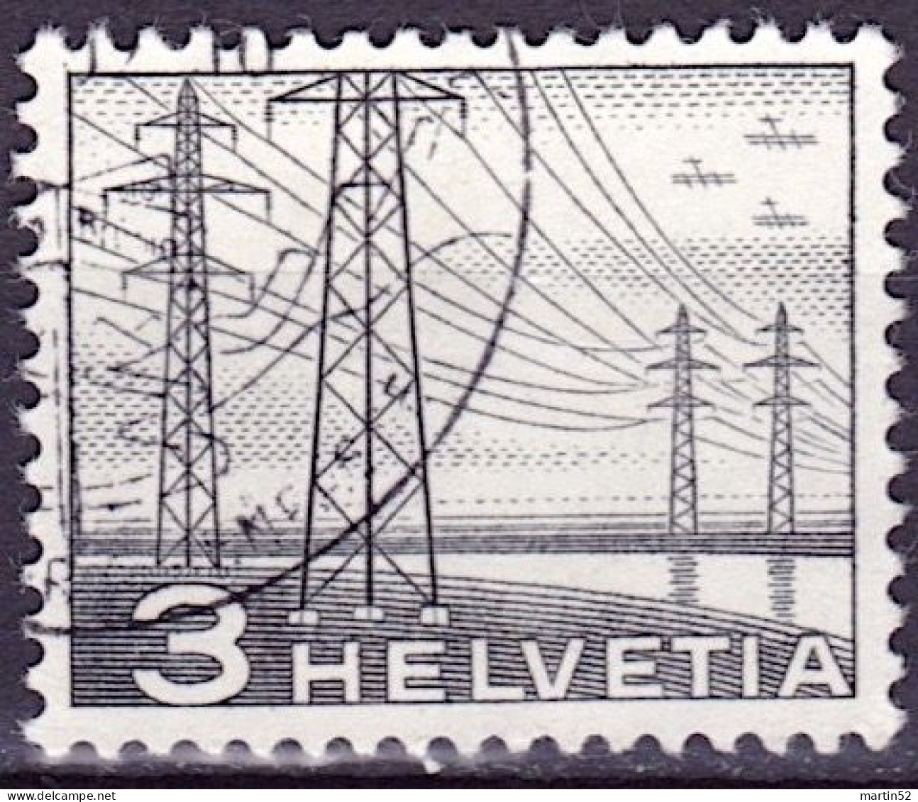 Schweiz Suisse 1949: Strommasten 3 Rp. Zu 297 Mi 529 Yv 481 Mit Stempel ZENTRUM DER FERIENREISE Susten (Zu CHF 4.00) - Used Stamps