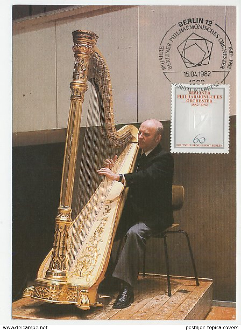 Maximum Card Germany 1982 Harp - Philharmonic Orchestra Berlin - Musica