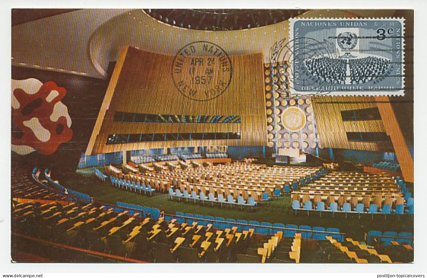 Maximum Card United Nations 1957 General Assembly Hall - ONU