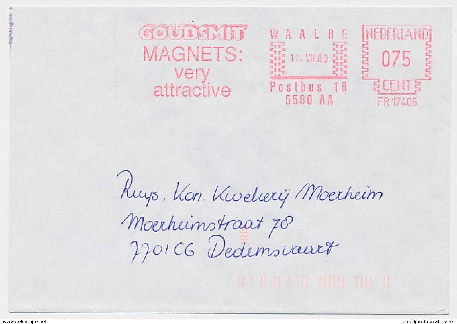 Meter Cover Netherlands 1989 Magnets - Waalre - Altri & Non Classificati