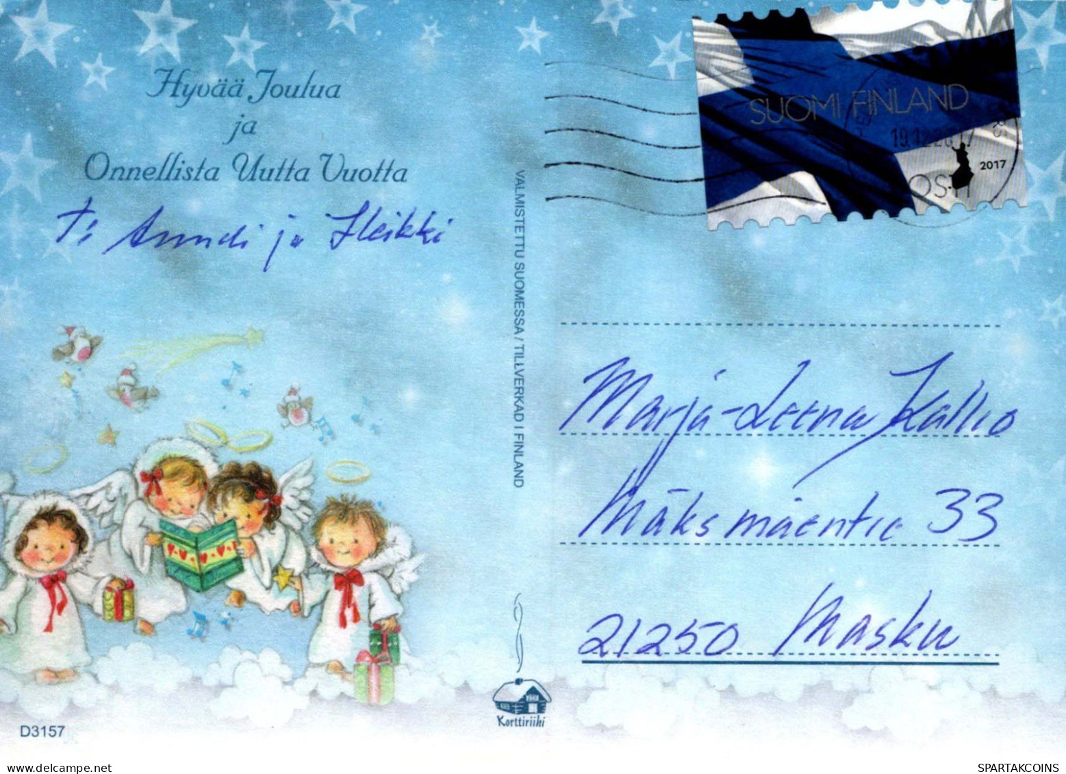 ÁNGEL Feliz Año Navidad Vintage Tarjeta Postal CPSM #PAW401.ES - Anges