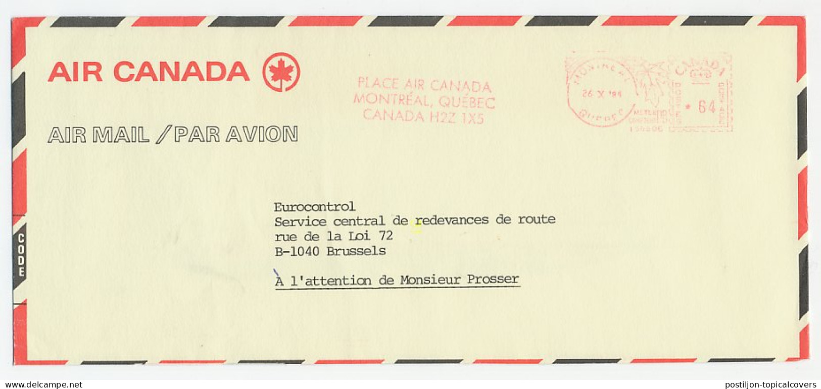 Illustrated Meter Cover Canada 1984 Air Canada  - Aerei