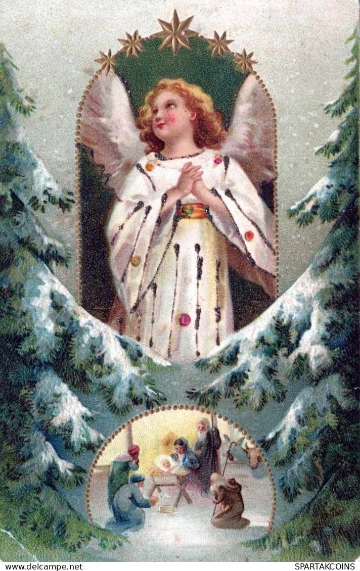 1901 ANGEL CHRISTMAS Holidays Vintage Antique Old Postcard CPA #PAG664.GB - Anges