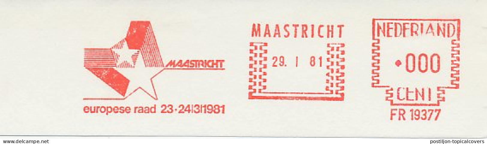 Meter Proof / Test Strip Netherlands 1981 European Council Maastricht - Institutions Européennes