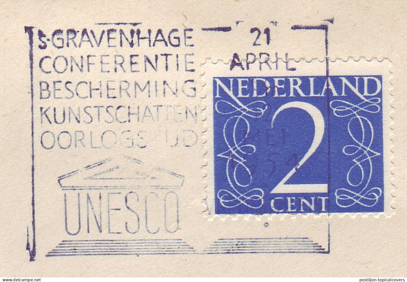 Cover / Postmark Netherlands 1954 UNESCO - Conference Protecting Artistic Treasures In Wartime - UNO
