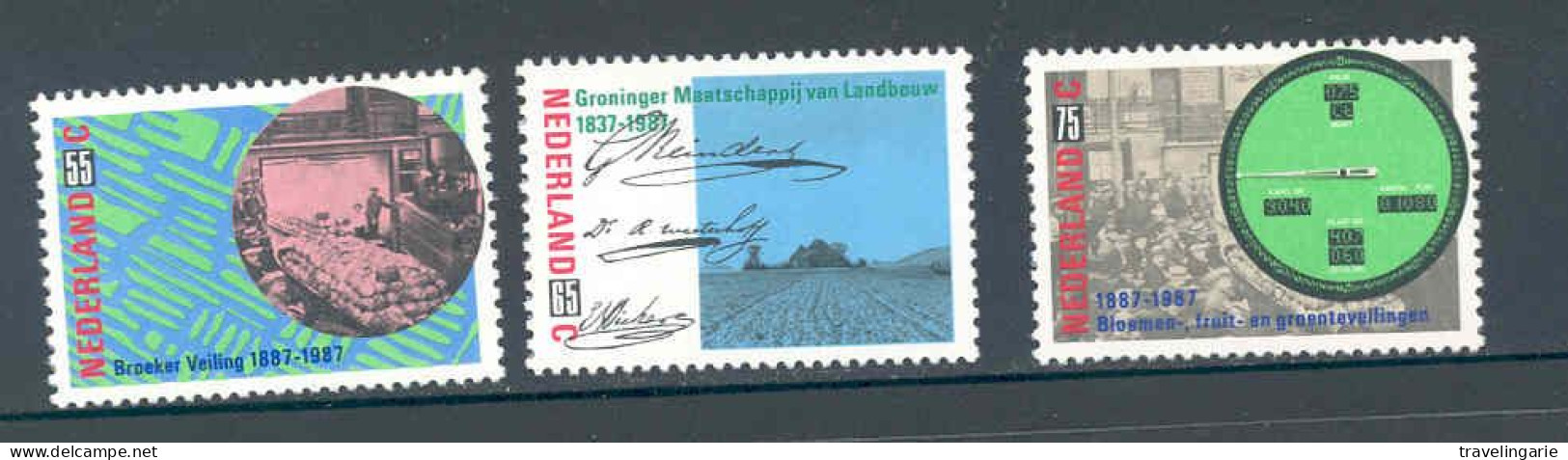 Netherlands 1987 Ventes Aux Encheres Agriculturelle/ First Agricultural Auction NVPH 1378/80 Yvert 1290/92 MNH ** - Agricultura