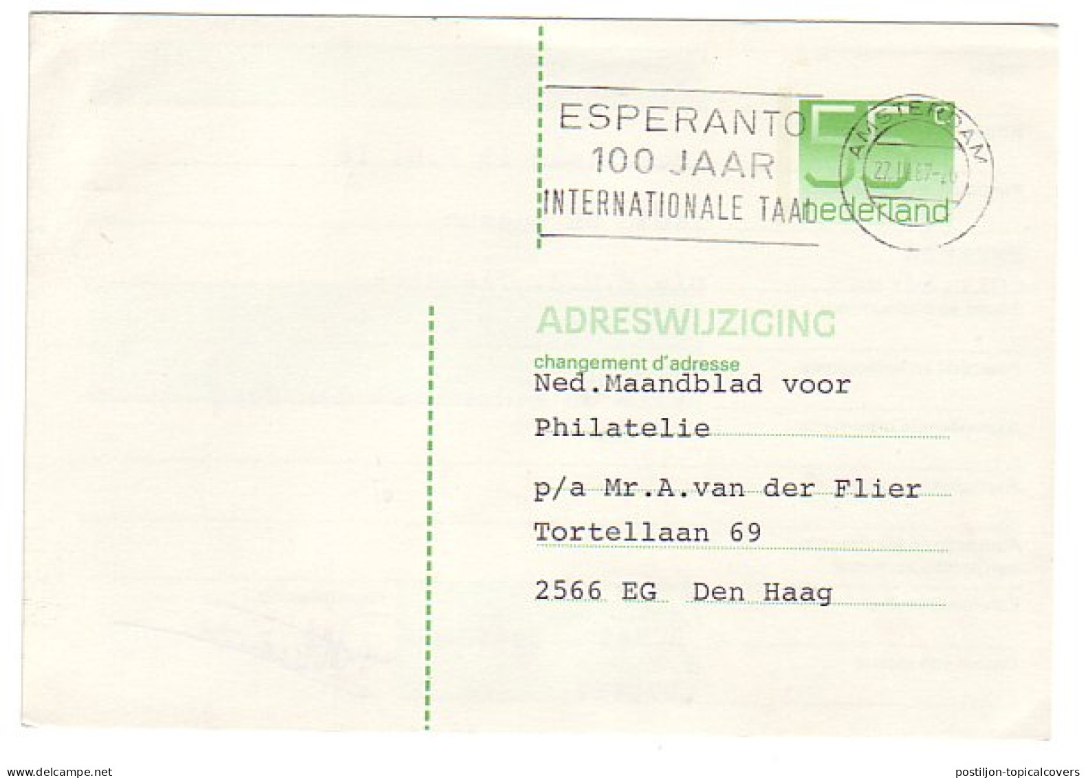 Card / Postmark Netherlands 1987 Esperanto - 100 Years Of International Language - Esperanto