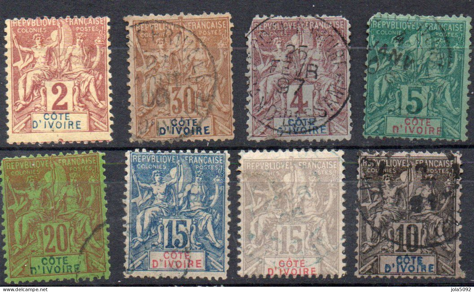 Lot De 8 Timbres De CÔTE D'IVOIRE - YT N° 2 à 7, 9 Et 15 - Used Stamps