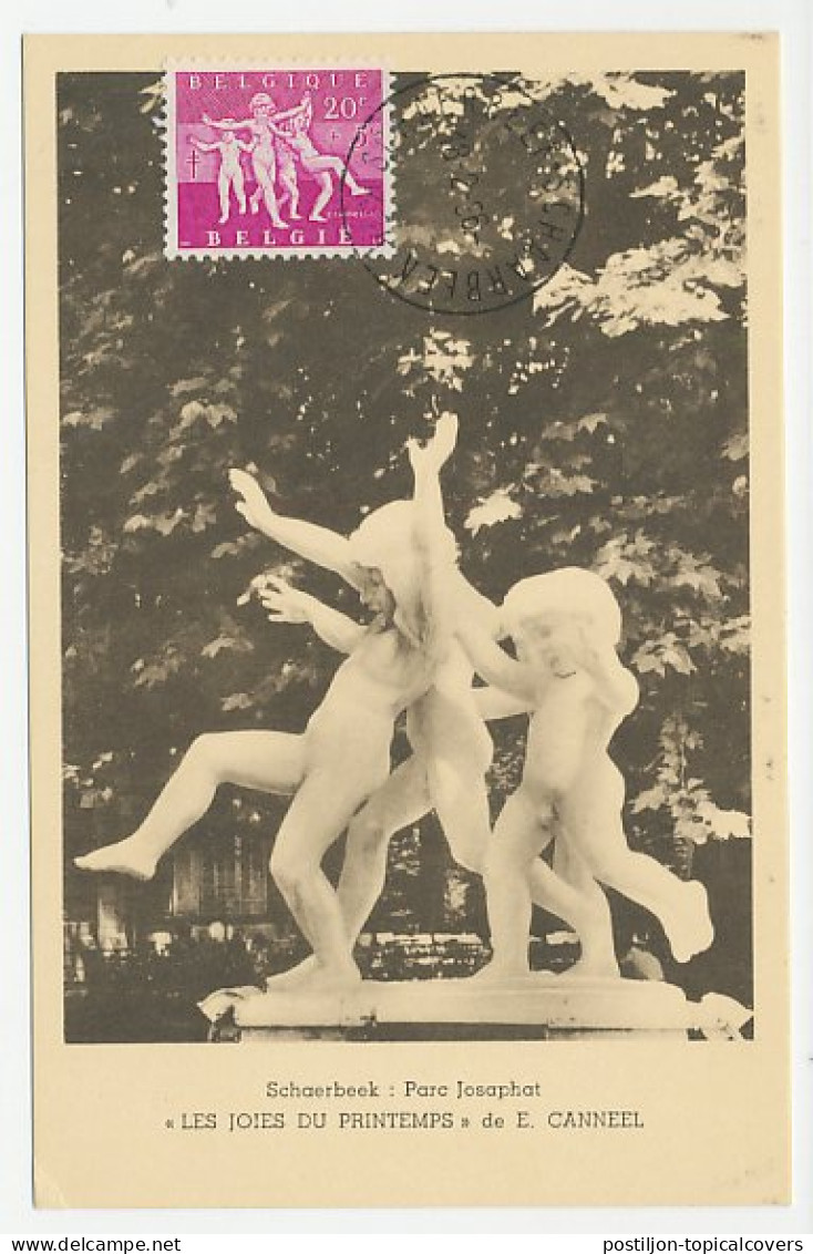 Maximum Card Belgium 1956 Spring Joy - Beeldhouwkunst
